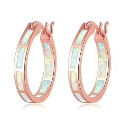 CiNily White Fire Opal Hoop Earrings With Stone Silver Plated Small Round Circle Chic Summer Punk Jewelry Best Gifts for Woman
