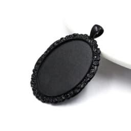 Fit 30x40mm Oval Cabochons Pattern Glass Cameos Black Frame Settings Bezel Tray For DIY Necklace Making Accessories 5pcs K06248