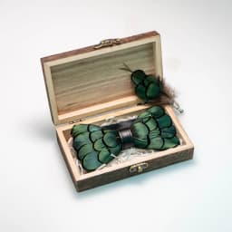EASTEPIC Handmade Feather Bow Tie Brooch Wooden Box Set Men's Exquisite Accessories for Wedding Party Birthday Gift Necktie