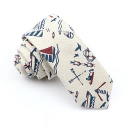 High Quality Cute Linen Cartoon Tie For Men Cat Polar Bear Watermelon Waves Printed Funny Gift Animal Narrow Striped Slim Cravat