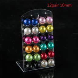 12Pairs Colorful White Imitation Pearl Stud Earrings For Women Ear Jewelry Round Ball Earring 4 6 8 10mm