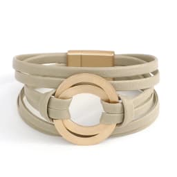 ALLYES Boho Genuine Leather Bracelets for Women Men Fashion Round Hollow Circles Charm Wrap Bracelet Bangle Female Jewelry Gifts