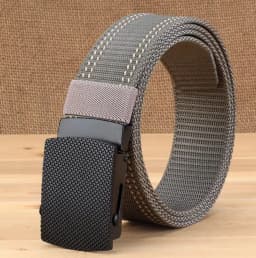 3.8cm outdoor nylon belt, black alloy automatic buckle, all-match striped men's belt, sports breathable