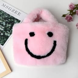 Cute Smiley Face Women Plush Shoulder Bag Soft Faux Fur Ladies Chain Messenger Bags Fashion Female Small Purse Handbags Bolsas가방