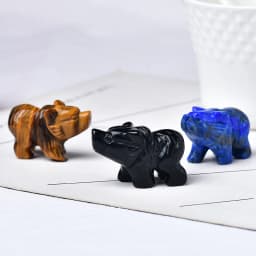 1PC Natural Crystal Bear Figurine Animals Stone Reiki Polished Crafts Small Decoration Home Decor Christmas Present Souvenir