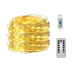 50/100/200 LED Copper Wire String Lights USB Plug-in Fairy Lights with Remote 8 Modes Lights Waterproof Remote Control Timer