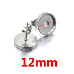 20pcs 6 8 10 12mm Stainless Steel Flat Stud Earring Setting Blank Earring Base Resin Cabochon Tray Diy Jewelry Making Wholesale