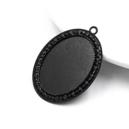 Fit 30x40mm Oval Cabochons Pattern Glass Cameos Black Frame Settings Bezel Tray For DIY Necklace Making Accessories 5pcs K06248