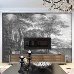 Custom Photo Wallpaper Retro Hand Painted Black And White Forest Tree Mural Living Room TV Sofa Bedroom Fresco Papel De Parede