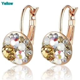 New Fashion Silver Crystals Earrings Leverback Dangle Hoop Earring Party Jewelry for Women Gifts