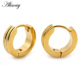 Alisouy 2pcs New Frosted Scrub Groove Ear Earring Stainless Steel Small Circle Hoop Earrings for Women Men Punk Piercing Jewelry