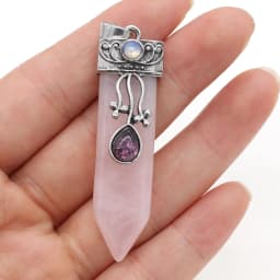 Natural Amethysts Pink Quartz Stone Sword Pendant Lapis Lazuli Onyx Charms Women Jewelry Making DIY Necklace Gift Size 16x57mm