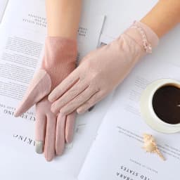 Sexy Summer Women UV Sunscreen Short Sun Screen Pearl Flowers Gloves Thin Ice Silk Lace Touch Screen Viscose Driving Gloves J53