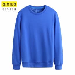 Men's Round Neck 100% Cotton Plus Velvet Long-Sleeved Sweater Custom Printed Embroidery Logo Casual Solid Color Warm Sweater 3xl