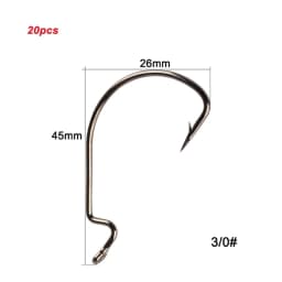 20pcs/lot Texan Hooks High Carbon Steel Offset Hook Karpervissen Fishhooks Lure Softjerk 8#~-5/0 Anzuelos Pesca Fishing Tackle