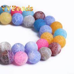 4-12mm Natural Matte Frost Cracked Agates Beads Dragon Veins Agates Loose Beads For Jewelry Making DIY Bracelets Various Colors