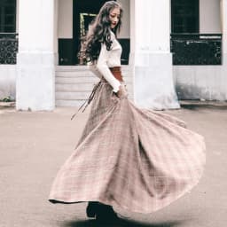 French Chic Vintage High Waisted Button Design Back Lace-Up Corset Skirt Women Autumn Winter Thick A-Line Long Maxi Wool Skirts