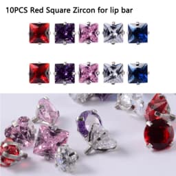 10PCS Surgical Steel Internally Threaded Lip Bar 16G Zircon Top Component For Labret Prong Zircon Ear Tragus Helix Ear Piercing