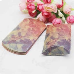 12/50pcs Beautiful Flower Pattern Pillow Shape Paper & Kraft Wedding Candy & Birthday Gift Storage Box Size 20X55X80mm