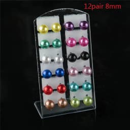 12Pairs Colorful White Imitation Pearl Stud Earrings For Women Ear Jewelry Round Ball Earring 4 6 8 10mm