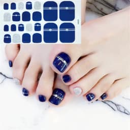 22Tips/Sheet Nail Sticker Adhesive Toenail Art Polish Tips French Glitter Sequins Nail Wraps Strips Easy Toenail Sticker