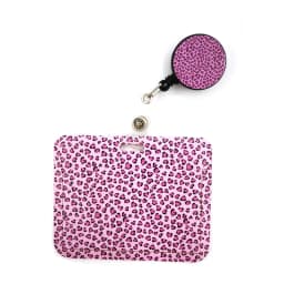 Pink Leopard Print Lanyard Credit Card ID Holder Bag Student Women Travel Card Cover Badge Car Keychain Decorations