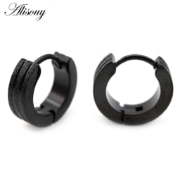 Alisouy 2pcs New Frosted Scrub Groove Ear Earring Stainless Steel Small Circle Hoop Earrings for Women Men Punk Piercing Jewelry
