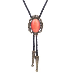 BRONZE GEM Bolo Tie Western Cowboy Opal Rodeo Leather Necktie