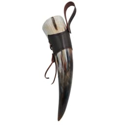 Natural Viking Drinking Horn with Stand or Leather Case- Horn Mug with Polished Finish