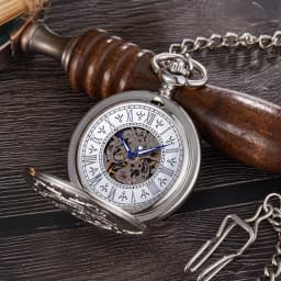 Train Carving Mechanical Pocket Watch Car Design Men Bronze Clock Hand Wind Roman Numerals Engraved Fob Watches with Gift Box