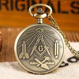 Antique Freemason G Dial Chrome Square and Compass Mason Masonic Necklace Pendant Quartz Pocket Watch Best Gifts for Freemason