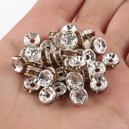 50pcs Brass Crystal Rhinestone Spacer Beads 4/6/8mm Gold Silver AB Color Rondelle Jewelry Makings Findings Bracelet Accessories