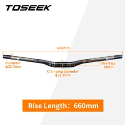 TOSEEK Carbon Handlebar MTB Handlebar Flat Or Rise Handlebar 31.8*580/600/620/640/660/680/700/720/740/760mm Matte Bike Parts