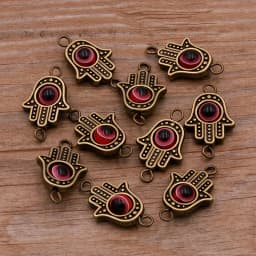 10PCS 13*22mm Fatima Hamsa Hand 10 Color Evil Eye Spacer Bead Connector For DIY Bracelets Necklace Jewelry Handmade Making