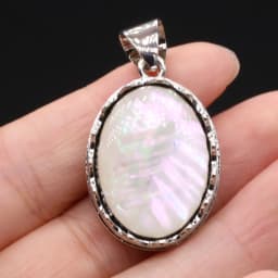 Natural Stone Pendant Egg-Shaped Lace Pendant Rose Quartz/Malachite/Lapis Lazuli/Agates For Jewelry Making DIY Necklace Earrings