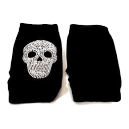Women's Winter Warm Touch Screen Mitts Black Knit Half Finger Driving Gloves Punk Skull Rhinestone Short Hip-hop Gloves H82