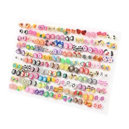 100/36Pair Colorful Fruit Flower Heart Star Crystal Stud Earrings Set Women Girls Small Plastic Geometric Crown Earrings Jewelry