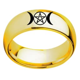 Stainless Steel Triple Moon Goddess Wicca Pentacle Ring Crescent Moon Pentagram Pagan Rings For Women Men Jewelry Freeship