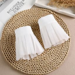 1 Pair Women Wrist Cuffs Solid Color Lace Pleated Horn Cuffs Detachable Shirt False Sleeves Detachable Sleeves For Women