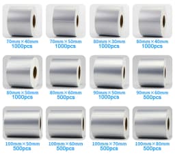 Matte Silver PET Barcode Label 100 90 80 70 60 40 50 30 20 Transfer Ribbon Printer Sticker