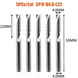 Dreanique 5pc/lot Single Flute Spiral End Mill CNC 3D Advertisement Engraving 1 Flute Bit for wood Acrylic Aluminum Plastics Cut