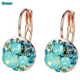 New Fashion Silver Crystals Earrings Leverback Dangle Hoop Earring Party Jewelry for Women Gifts