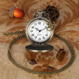 Retro Bronze Turkey Flag Design Moon Star Circle Quartz Antique Pocket Watch Punk Necklace Pendant for Men Women with Accessory