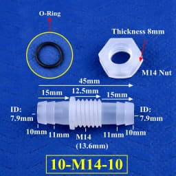 5~200pcs M12~M16 To 8~12mm PP Pagoda Direct Connector With Nut O-Ring Aquarium Tank Air Pump Adapter Irrigation Water Hose Joint