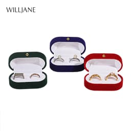 Wedding Ring Packaging Box Ear Studs Holder Velvet Engagement Couple Ring Box Valentine Gift Double Rings Storage Display Case