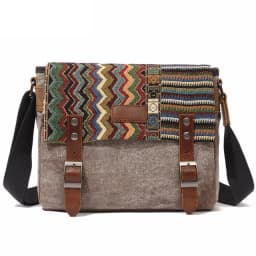 High Quality Waxed Canvas Shoulder Bag National Style Crossbody Bag Young Men Patchwork Color Flap Sling Bag