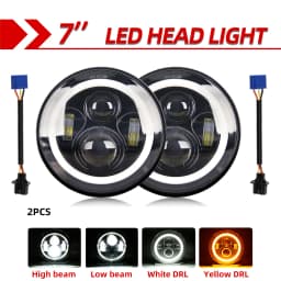 CO LIGHT Running Lights 80W Car Led H4 7inch Car Accessories Angel Eyes H4 Led Headlight For Lada Niva 4X4 Uaz Offroad 12V 24v