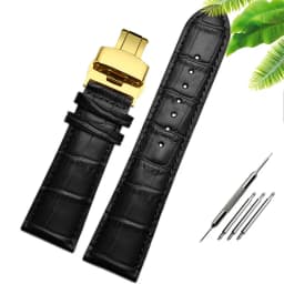 23mm 24mm 26mm 28mm big width-black brownButterfly clasp Mens Alligator Genuine Leather Watch-Strap Band bracelets free shipping