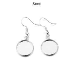 10pcs 10-25mm Tray Bezel Cabochon Earring Hook Blank Setting Round Pendant Ear Base Findings For DIY Glass Cameo Jewelry Making