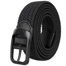 Drizzte Plus Size 100-190cm 190cm 63'' 67'' 71'' Long Black Braided Elastic Stretch Belt Mens Metal Buckle for Big and Tall Man